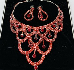 🔥Vintage Style Red Bib Necklace Earrings Set Not Signed (was $110.)
