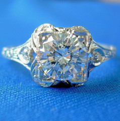Original EARTH MINED DIAMOND Deco Engagement Statement Ring PLATINUM Solitaire 7