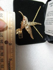 Rare Dale Kinkaid Hummingbird Brooch Necklace Ruby Precious Jewels Of Nature NOS