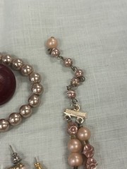Vintage Blush Pink Statement Jewelry Lot Necklace Bracelet Earrings Pearl Chic