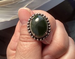 Vintage Sterling Silver Green Onyx Pebbled Screw Back Signed JJJ Earrings