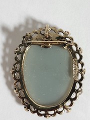 Gerry’s Large Blue Cameo Brooch Floral Pin Victorian Style Signed