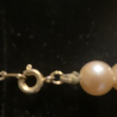 Vintage White Pearl Round Beaded Strand Necklace Knotted Spring Ring Clasp 16”