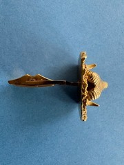VINTAGE (SINGLE) ALASKAN RAM’S HEAD CUFF LINK 10K GOLD/NATURAL GOLD NUGGETS