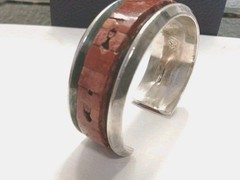 Vintage Sterling Silver Red Coral Turquoise Cuff Signed by D. Nightengale 1970s