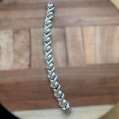 Vintage Italy Link Bracelet 7 Inch Modernist Floral Petal 925 Sterling 19.0g