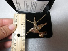Rare Dale Kinkaid Hummingbird Brooch Necklace Ruby Precious Jewels Of Nature NOS