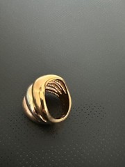Vintage Art Deco 18 KT H.G.E. Tri-Color Band Ring. Size 7.5-8. Band width 25 mm