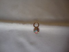 VINTAGE 2-SIDED BALL MULTICOLOR PASTEL RHINESTONE CLUSTER GOLD TONE PENDANT