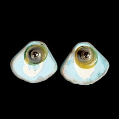 Chunky Ocean Blue Boho Coastal Sea Shells Statement Everyday Earrings 1.25″