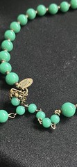 Signed Miriam Haskell Green Glass Bead Necklace Jade Look Vintage
