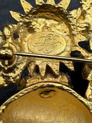 Kirks Folly Gold Tone Angel Cherub Sun Mushroom AB Rhinestone Enamel Brooch Pin