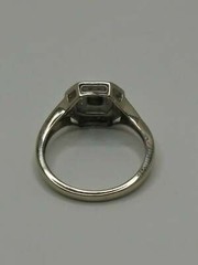 Art Deco Round Lab-Created Diamond Cluster Engagement 14K White Gold Finish Ring