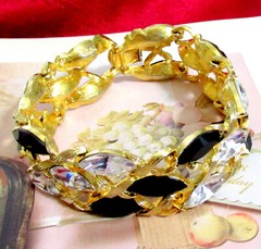 Vtg Runway Rare NAPIER “Black Tie” Swarovski Marquise Crystal Bracelet Book Pc