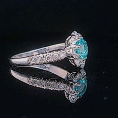 Vintage 14k White Gold Engagement Ring 1.32CT. Blue Neon Tourmaline Round Cut