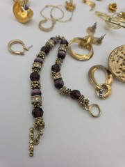 Vintage Gold Tone Costume Jewelry Lot Mixed Materials Wearable Hoops Enamel…