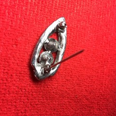 Spear Point Pewter Colored Crystal Stones Pin Back Accessory Brooch