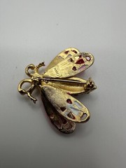 Vintage Capri Pink Moth Pin Brooch 4.5cm JB10