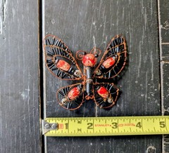 Vintage Artisan Wire-Wrapped Butterfly Brooch Colorful Costume Jewelry Boho Chic