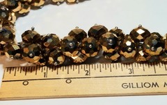 Metallic Bronze Gold Faceted Glass Cluster Bead Necklace On Wire Statement 16″