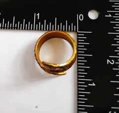 Spain 18kt Gold Chased Brass Coiled Snake Ring Size 8.5 7g
