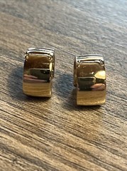 Vintage Hinged Clip On Gold Tone Metal Hoop Earrings