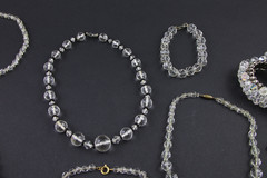 10 Vintage Wearable Faceted Rock Crystal & AB Jewelry Mix Lot Necklace Bracelet