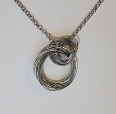 Mid Century Modern Intertwined Multi Ring Stainless Steel Pendant 36in Necklace