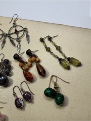 Dangle Post Pierced Earring Lot 12 Pair Mixed Vintage & Modern