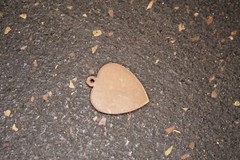 Antique Copper Heart Pendant Charm with Zero on It