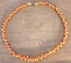 Awesome PEACH Cultured Pearl Vintage Necklace ~19 Inches