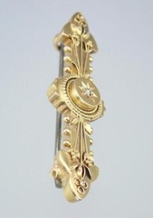 Devine Antique Victorian Etruscan 15K Gold Diamond Floral Brooch Pin Pendant