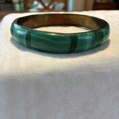 Vintage Malachite And Brass Bangle Bracelet