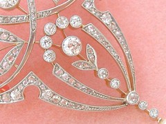 ANTIQUE EDWARDIAN NOUVEAU 2.46 ctw DIAMOND 18K PLATINUM BROOCH or PENDANT 1915