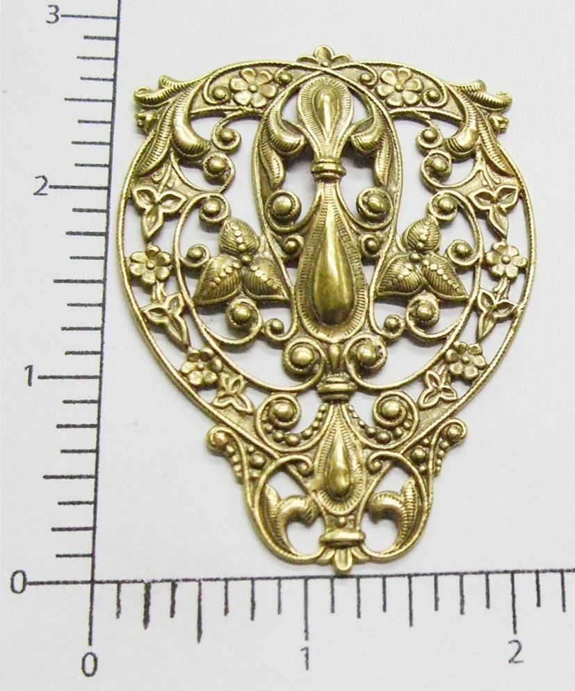 22663 Large Ornate Victorian Filigree Stamping Brass Ox
