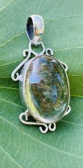 ****Sterling Silver RUTILATED Rutile QUARTZ Pendant Golden VINTAGE Hair****
