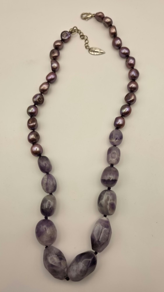 Coldwater Creek Amethyst and Lavender freshwater pearl necklace 20″ long.