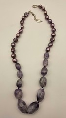 Coldwater Creek Amethyst and Lavender freshwater pearl necklace 20″ long.
