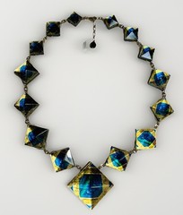 Vintage Signed 1992 Museum Modern Art Lucite Necklace Tiffany Mosaic Collection