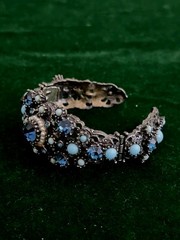 Vintage Hollycraft Bracelet Blue Rhinestones Faux Turquoise