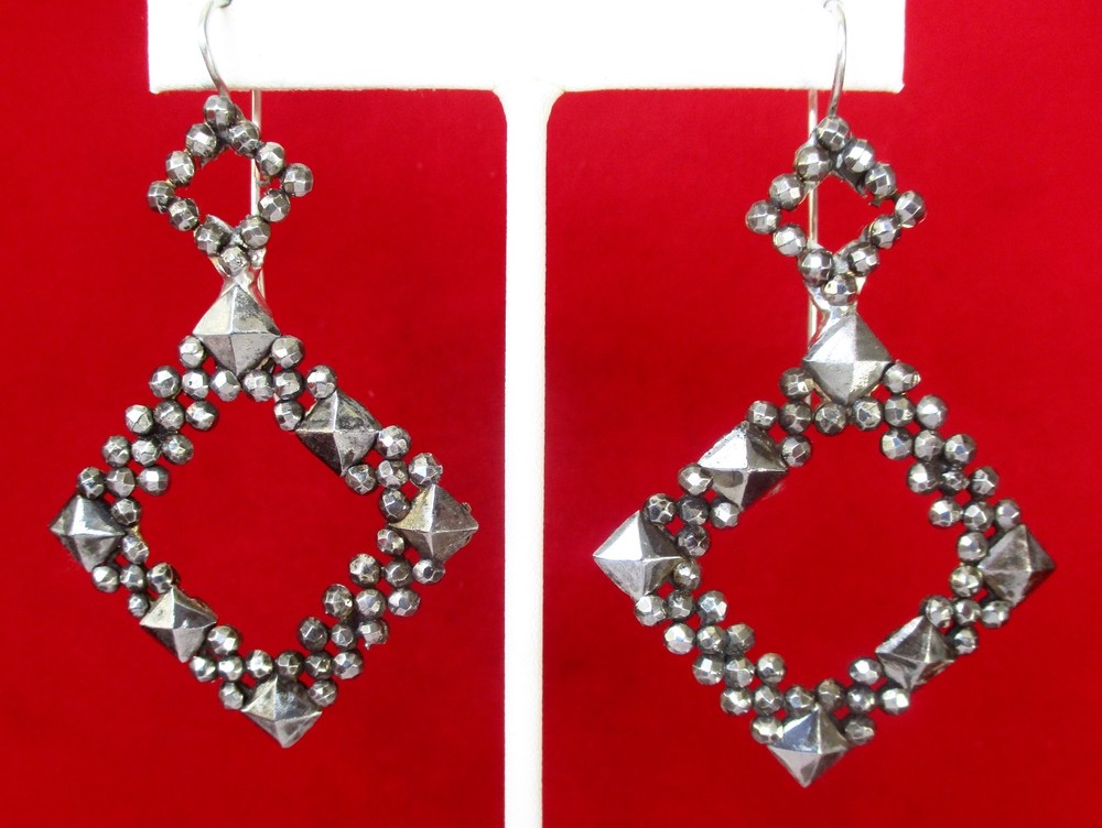 Pair of Art-Deco Cut-Steel Earrings