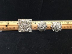 Weiss Clear Rhinestone 3 Layer Brooch And A Pair Of Rhinestones Clip Earrings