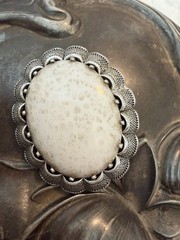 ANTIQUE PRE WWII Stone Silver TONE 2” BROOCH MARKED GERMANY Rare Find