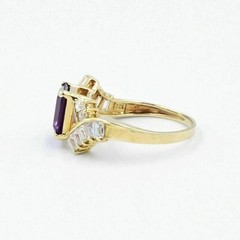 3Ct Emerald Cut Lab Created Sapphire Diamond Engagement 14K Yellow Gold FN Ring