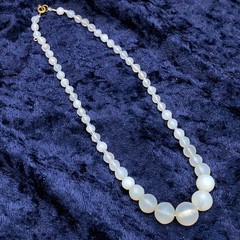 Vintage Graduated Satin Moonstone Opalite Moonglow Beaded Necklace