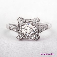 1.50Ct Lab-Created Diamond Ring Set Antique Art Deco X-Shape Geometric Milgrain