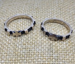 Artisan Sterling Silver iron Cross matching ring lot 2 Goth Moto Chopper Biker