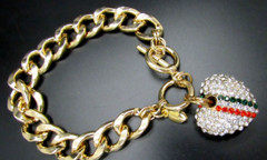 JOAN RIVERS SWARVOSKI CRYSTAL PATRIOTIC HEART GOLD TONE TOGGLE BRACELET NIB