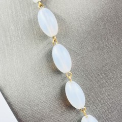 Vintage Art Deco Opaline Opalite Graduated Glass Bead Necklace 21″
