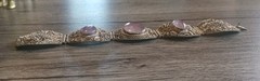 Antique Silvertone Filigree Amethyst Glass Stone 7″ Bracelet